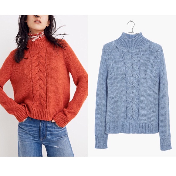 Madewell Sweaters - Madewell Blue Sz L Turtleneck Sweater EUC